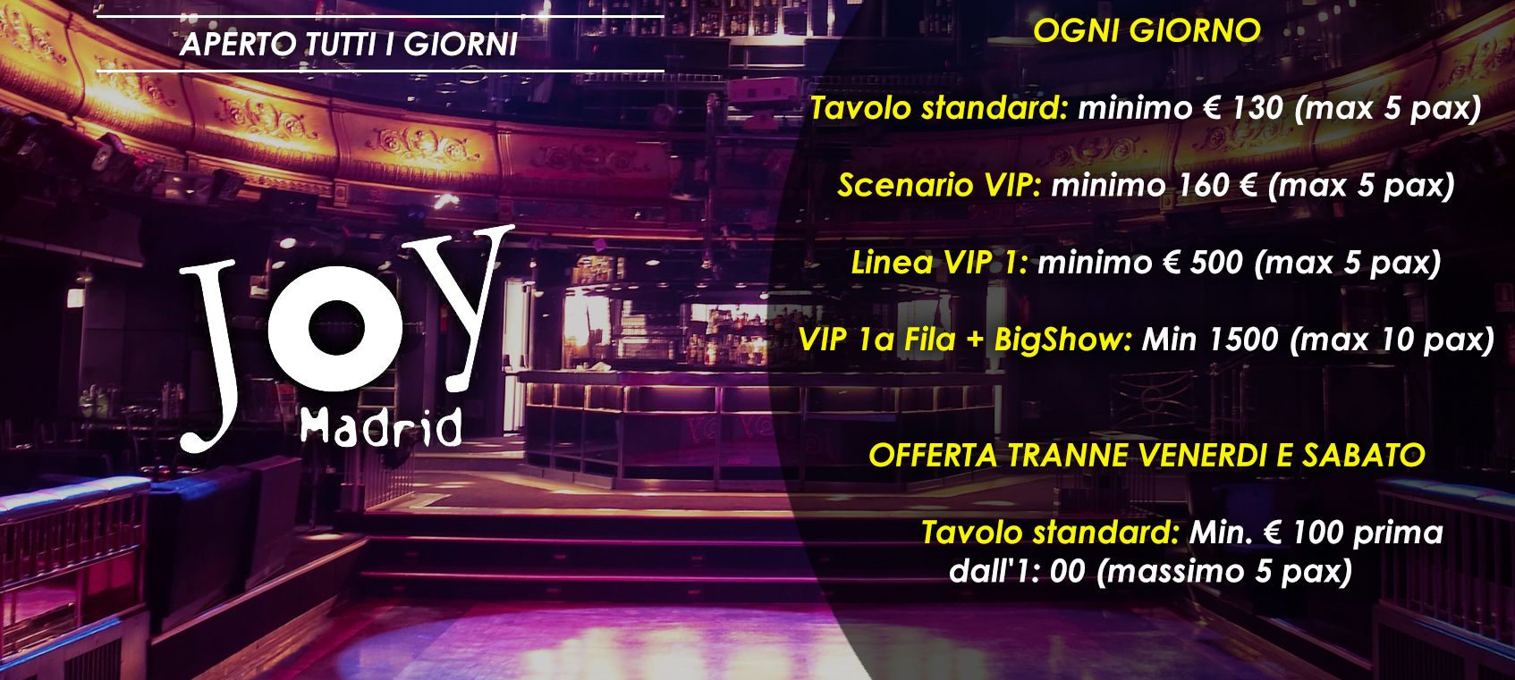 precios mesas vip discoteca joy